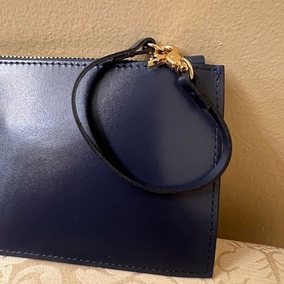 Valentino Dark Blue Wristlet with Gold Details